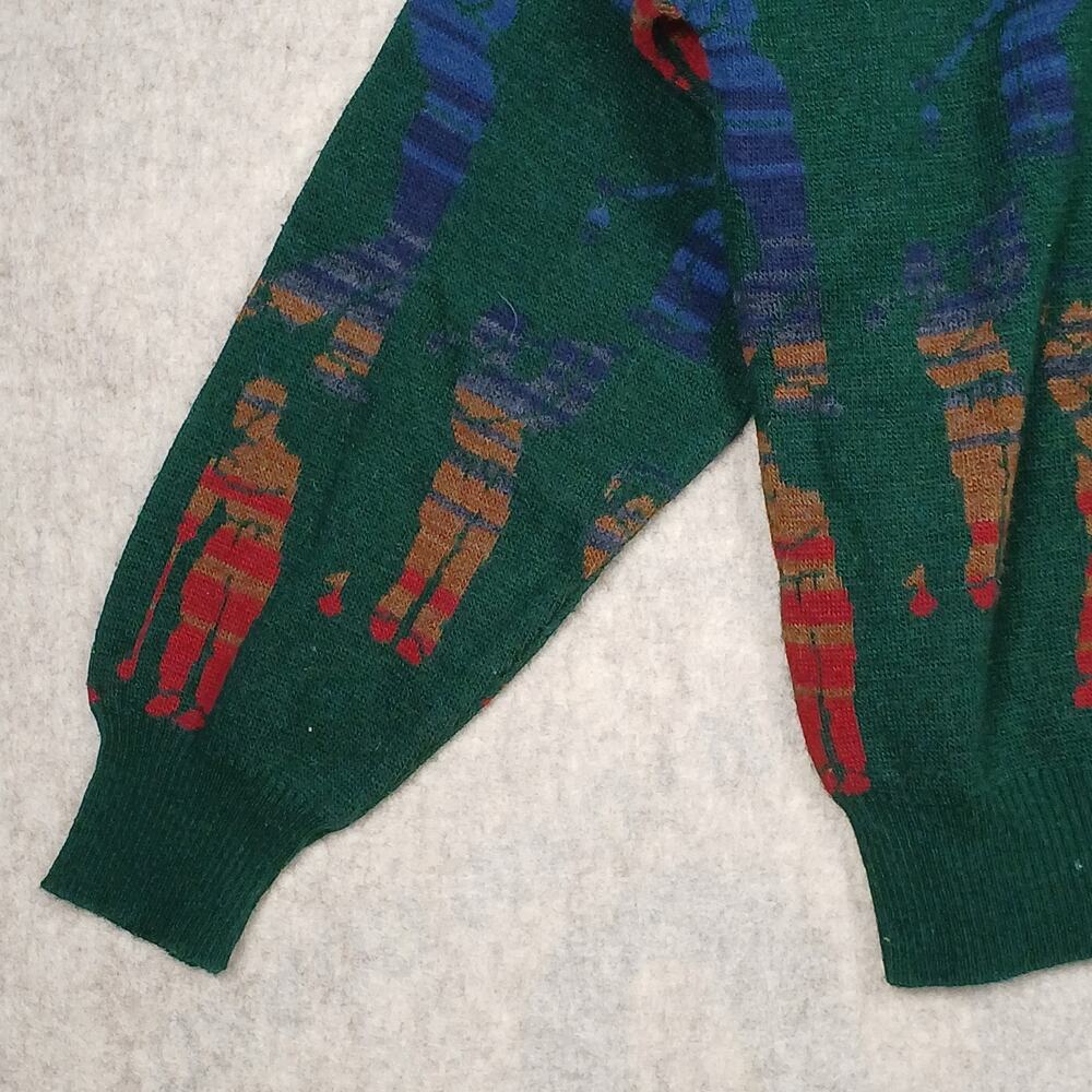 Vintage Collectif Italian Golf Wool Blend Sweater Green Medium Grandpacore Retro - Picture 3 of 10